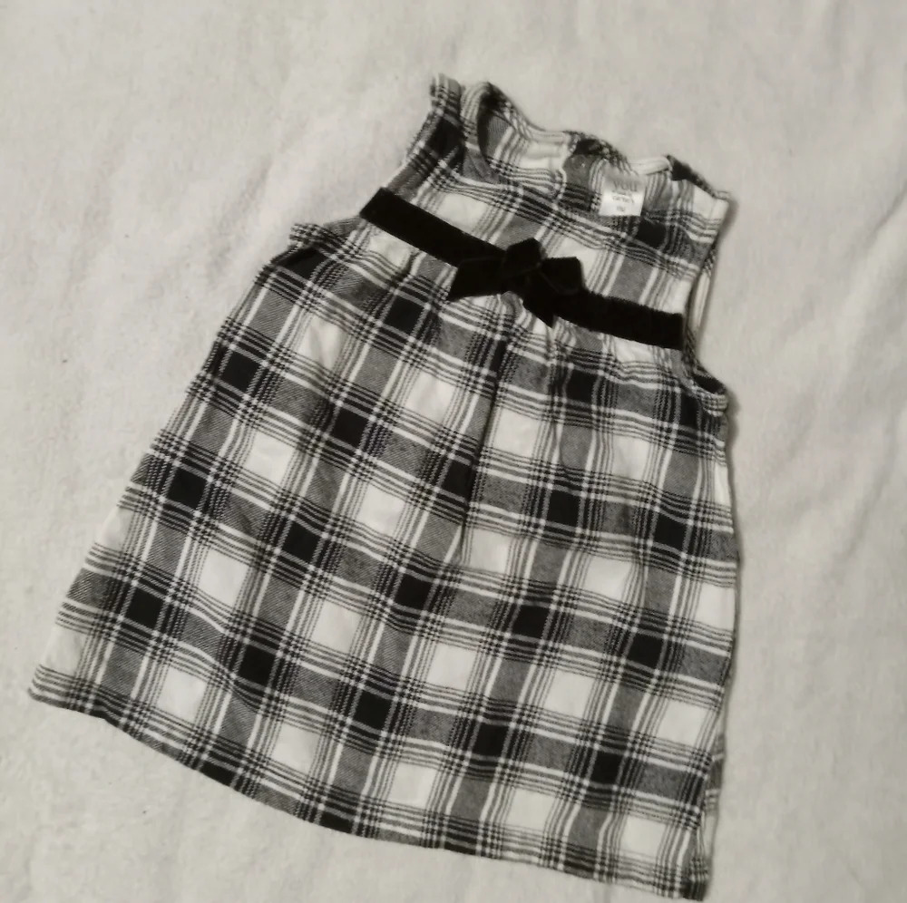 5 for $10 Just One You by Carter's Black & White Plaid Flannel Sleeveless Dress - Picture 1 of 3